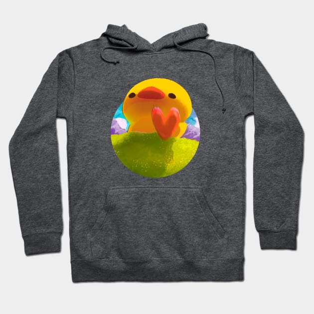 Giant Kaiju Ducky Stampeding through a Meadow Hoodie by vooolatility